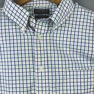 Lauren Ralph Lauren Check Dress Shirt Tall Fit Size 17.5 36/37 Supima Cotton